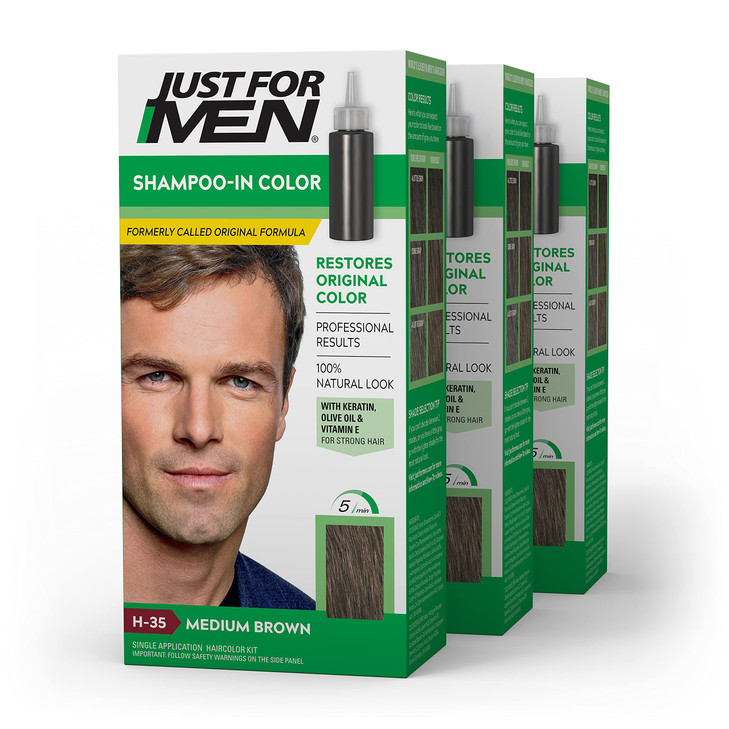 Just For Men Shampoo In Color Hair Color for Men with Keratin and Vitamin E for Stronger Hair Restores Natural Hair Colo