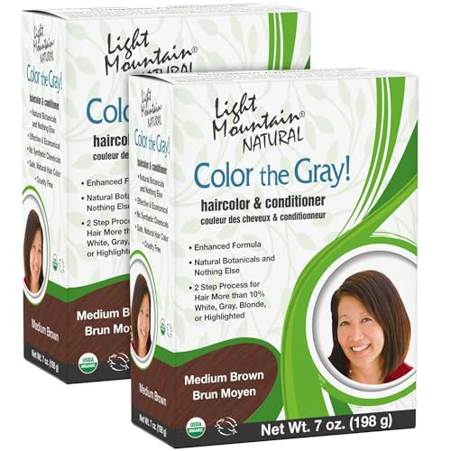 Light Mountain Henna Hair Color Conditioner Color the Gray Medium Brown Hair Dye for MenWomen 2Step ChemicalFree SemiPer