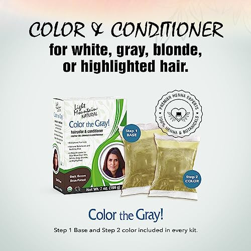 Light Mountain Henna Hair Color Conditioner Color the Gray Dark Brown Hair Dye for MenWomen 2Step ChemicalFree SemiPerma