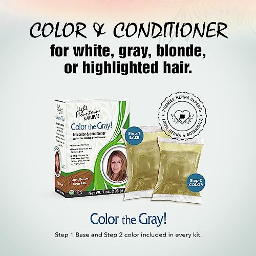 Light Mountain Henna Hair Color Conditioner Color the Gray Light Brown Hair Dye for MenWomen 2Step ChemicalFree SemiPerm