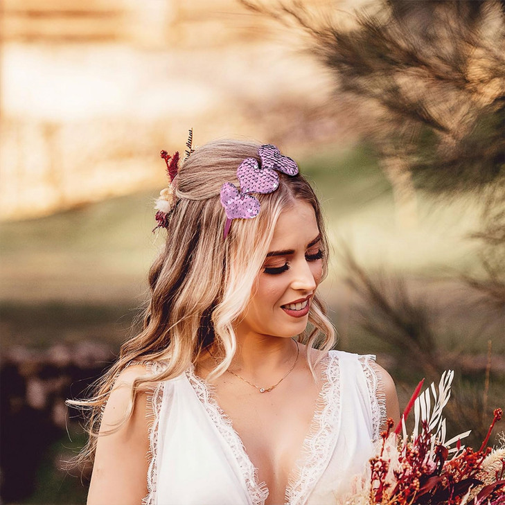 HIFANMM Valentines Heart Headband Pink Sequins Hair Band,3 Glitter Love Hearts Hair Accessories for Women Girls, Birthday New Year Wedding Party Cost