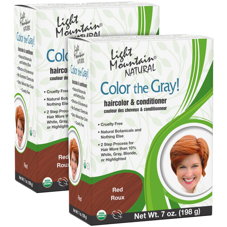 Light Mountain Henna Hair Color Conditioner Color the Gray Red Hair Dye for MenWomen 2Step ChemicalFree SemiPermanent Ha