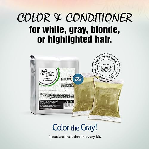 Light Mountain Natural Color the Gray Step 1 Bulk 1 Pound Powder for Covering White Gray or Platinum Blond Hair 16 Oz