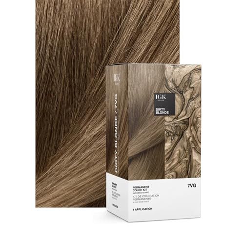 IGK Permanent Hair Dye Color Kit Set of Two 7VG Dirty Blonde Dark Beige Blonde 100 Gray Color Coverage Strengthen Shine