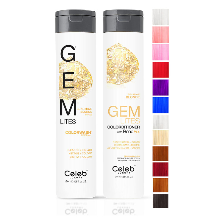 Celeb Luxury Gem Lites Duo Color Depositing Colorwash Shampoo and Conditioner Set plus Bondfix Bond Rebuilder Semi Perma