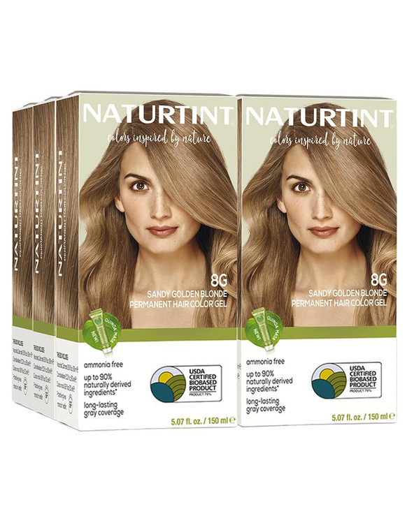 Naturtint 8G Sandy Golden Blonde Permanent Hair Color Pack of 6 Ammonia Free Vegan Cruelty Free up to 100 Gray Coverage