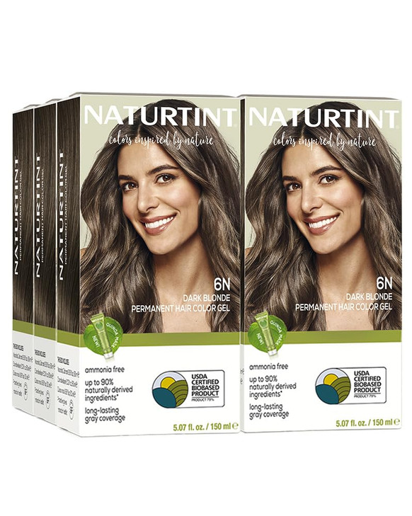 Naturtint 6N Dark Blonde Permanent Hair Color Pack of 6 Ammonia Free Vegan Cruelty Free up to 100 Gray Coverage Long Las