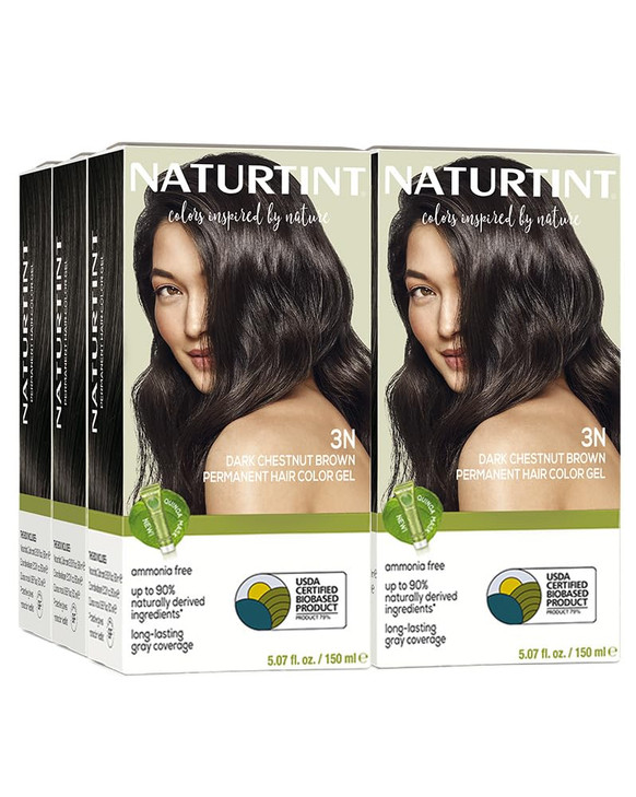 Naturtint 3N Dark Chestnut Brown Permanent Hair Color Pack of 6 Ammonia Free Vegan Cruelty Free up to 100 Gray Coverage