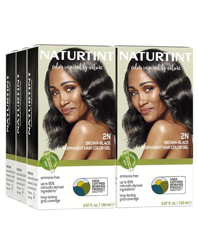 Naturtint 2N Brown Black Permanent Hair Color Pack of 6 Ammonia Free Vegan Cruelty Free up to 100 Gray Coverage Long Las