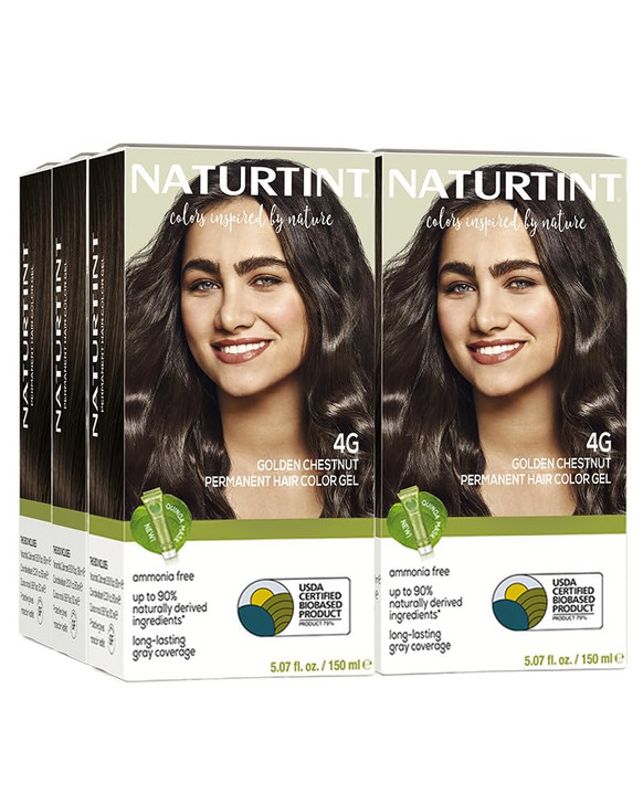 Naturtint 4G Golden Chestnut Permanent Hair Color Pack of 6 Ammonia Free Vegan Cruelty Free up to 100 Gray Coverage Long
