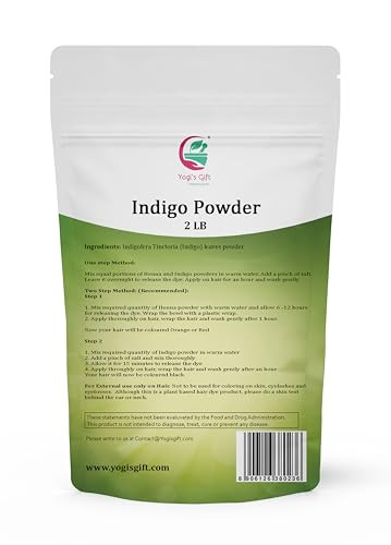 Indigo Powder for Hair 2 LB Ideal for Black and Dark Hair Indigofera Tinctoria Black Henna Natural Hair color By Yogis G