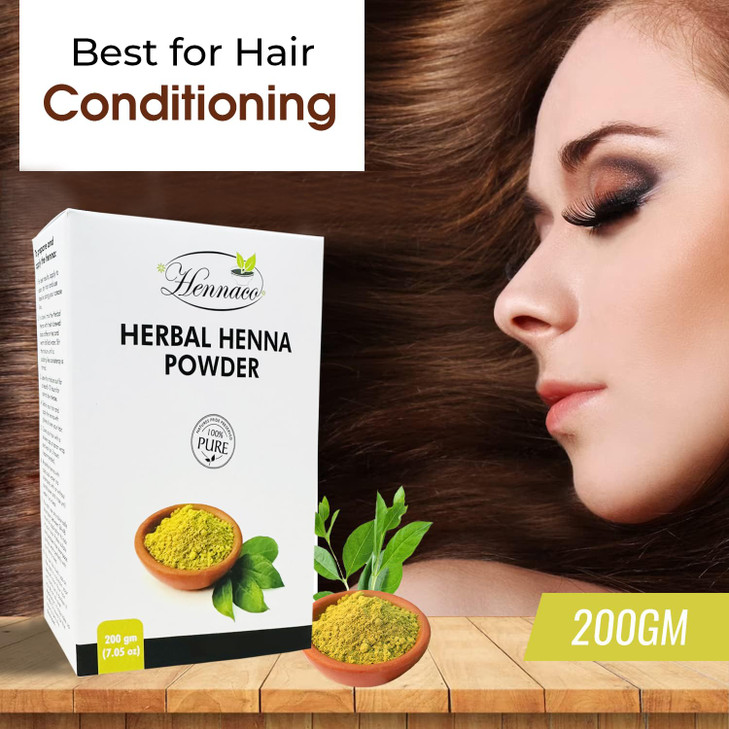 hennaco Henna Powder For Hair 705 Ounces 043 Pounds 200g 100 Pure Henna with Azadirachta Indica Gooseberry for Strong Si