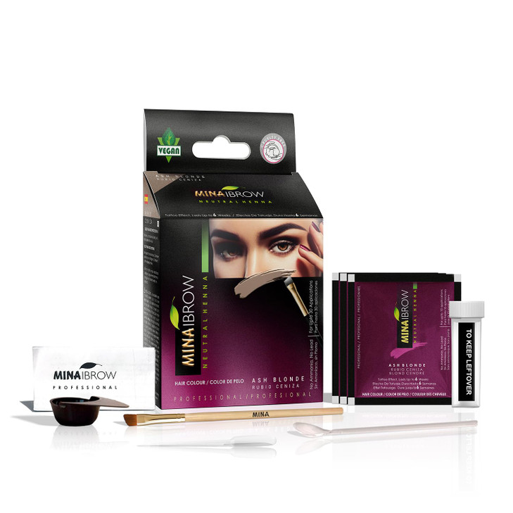 MinaiBrow Dark Brown Brow Tinting Kit Natural Spot Coloring Powder with Nourishing Oil Water Smudge Proof Instant Gray C
