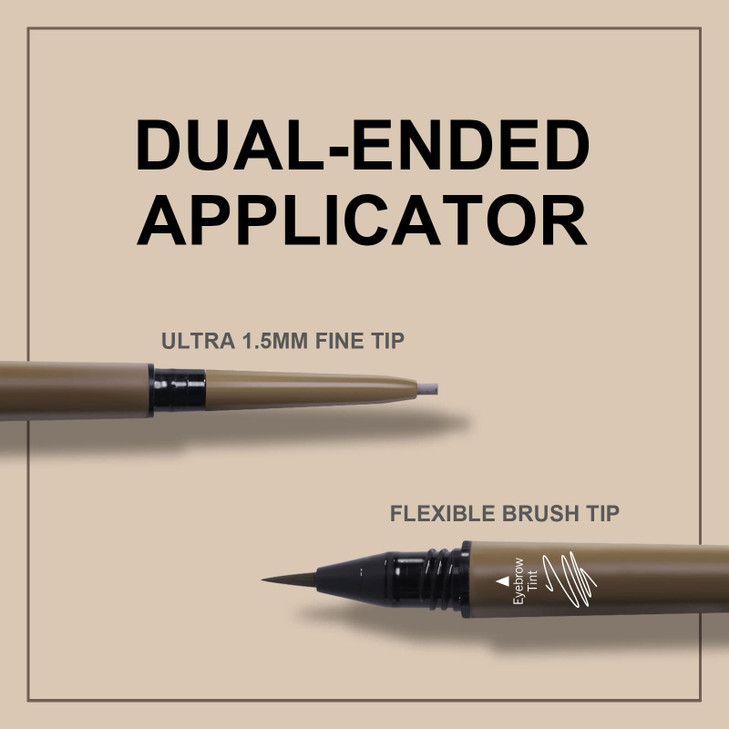 Music Flower 3 Pcs Eyebrow Pencil Set with 2 Dual Ended Waterproof Long Lasting Liquid Eyebrow Pen and with 1 Eyebrow Br