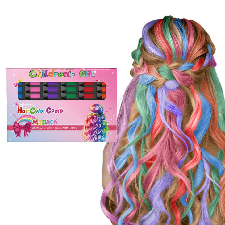 New Hair Chalk Comb Temporary Hair Color Dye for Girls Kids Washable Hair Chalk for Girls Age 4 5 6 7 8 9 1012 Birthday