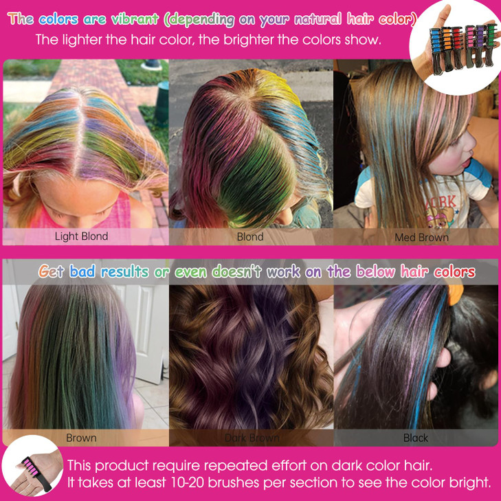 New Hair Chalk Comb Temporary Hair Color Dye for Girls Kids Washable Hair Chalk for Girls Age 4 5 6 7 8 9 1012 Birthday