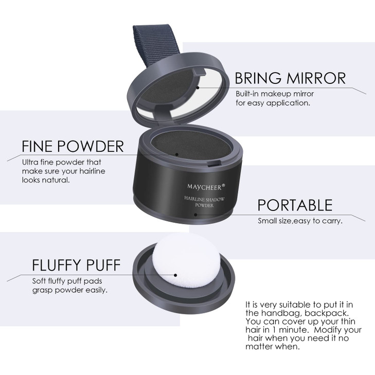 FREEORR Root Touch Up Powder Black Hairline Shadow for Thinning Hair Gray Hair Coverage Women Men