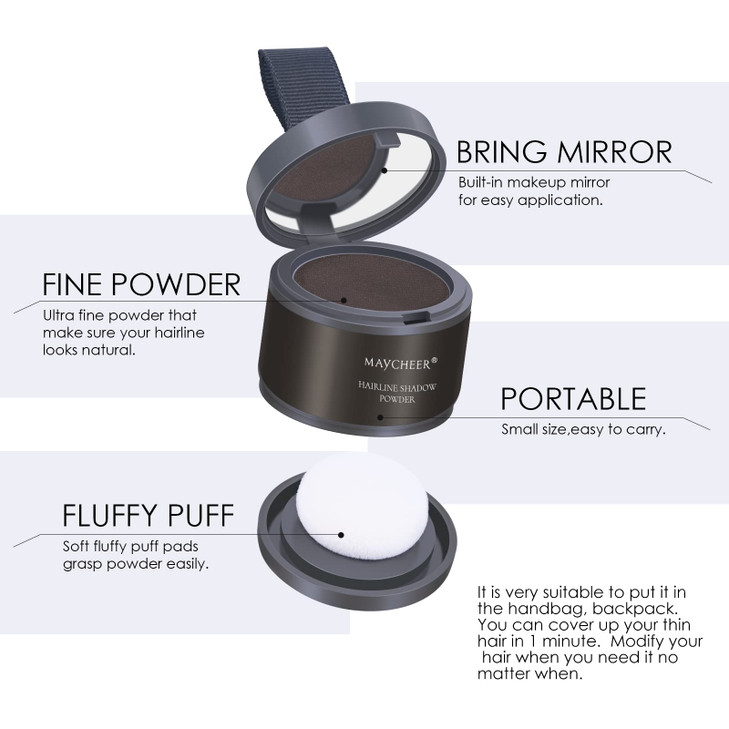 FREEORR 2Pcs Root Touch Up Powder Hairline Shadow Powder for Thinning Hair Gray Coverage for Women and Men 06 Dark Maroo