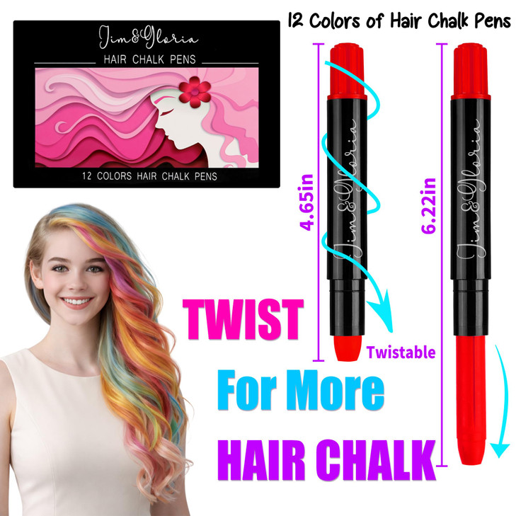JimGloria Dustless Hair Chalk for Girls Washable Dye Toys Birthday Gifts for Girls Makeup Kit Temp Paint Temporary Hair