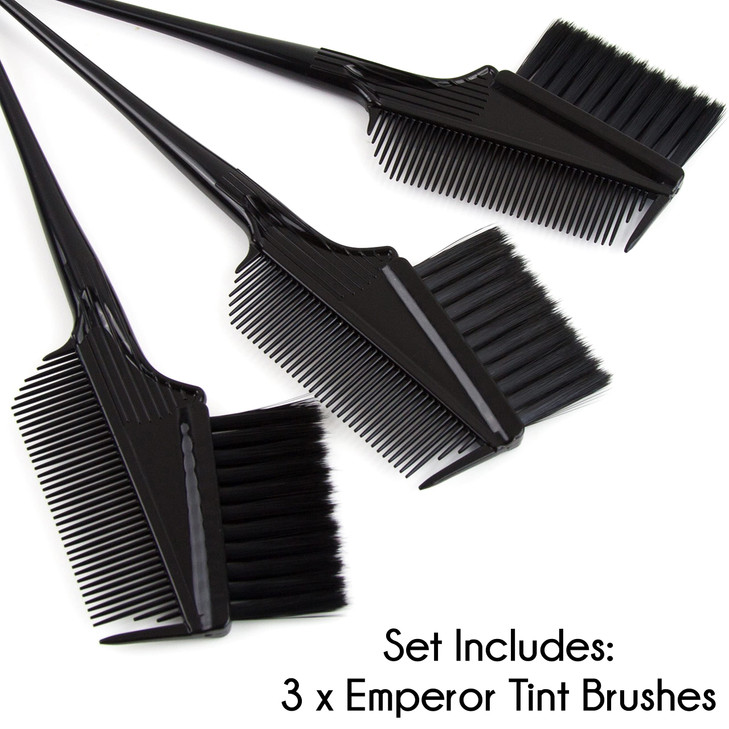 Emperor Hair Dye Brushes 3 Angled Tint Applicators With Integrated Combs Root Touch Up and Color Brush for Salon Black