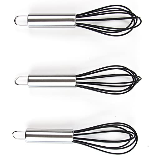 Hair Color Whisk Set 3 Silicone Mixers with Stainless Steel Handles Hair Dye Whisks for Blending Color in Salon or Home