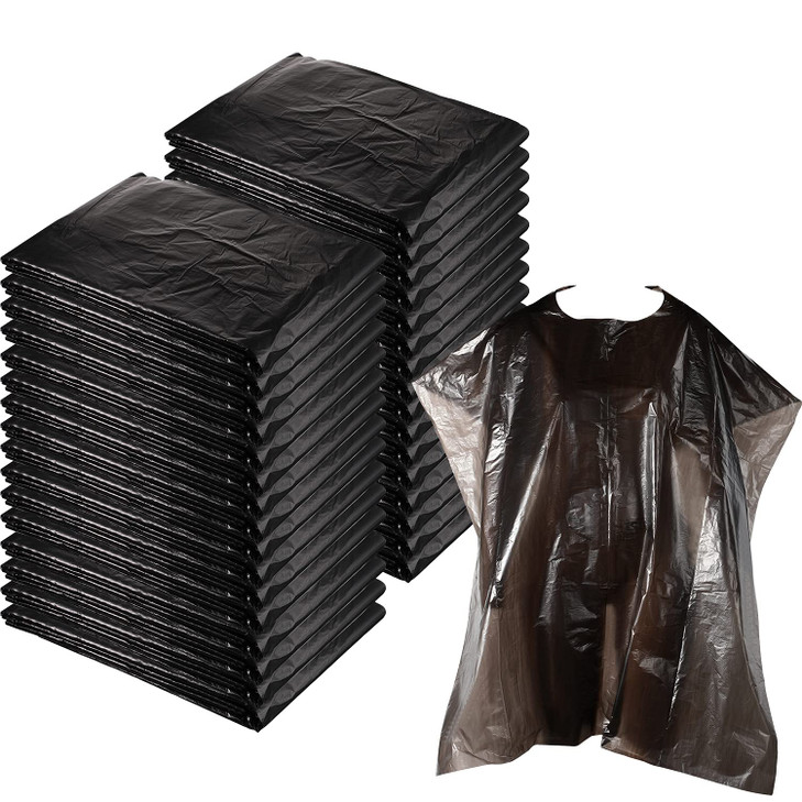 WILLBOND 100 Disposable Salon Cape Plastic Barber Cape for Hair Stylist Waterproof Shampoo Apron for Dye Cutting Colorin