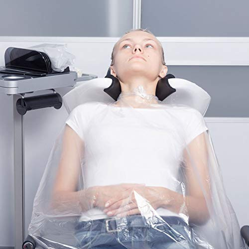 WILLBOND 100 Disposable Salon Cape Plastic Barber Cape for Hair Stylist Waterproof Shampoo Apron for Dye Cutting Colorin
