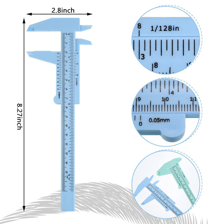 Frienda 5 Pieces Eyebrow Measuring Ruler Brow Mapping Tool Mini Vernier Caliper Double Scale Plastic Sliding Gauge Ruler