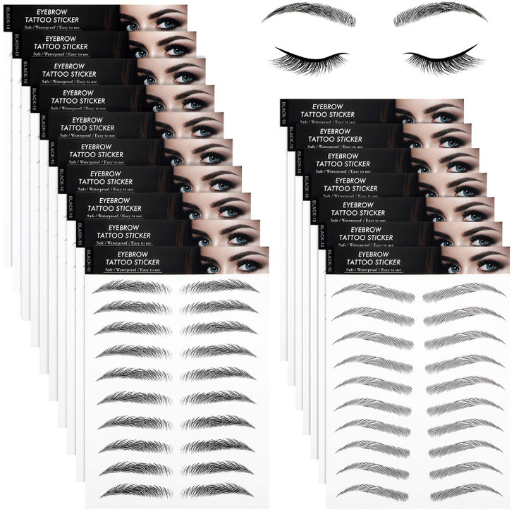 Blulu 18 Sheets 180 Pair 4d Hair Like Waterproof Eyebrow Tattoos Stickers Faux Eyebrow Transfers Sticker Temporary Brow