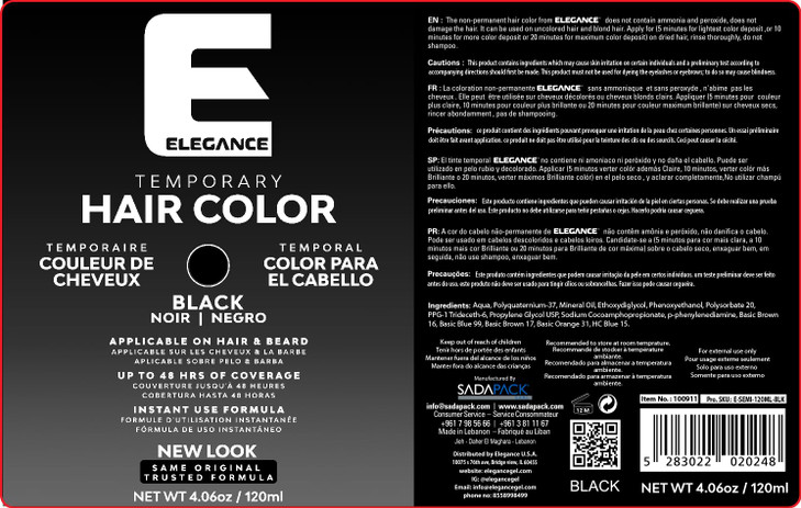 Elegance SemiPermanent Hair Color 405 Oz 120ml Temporary Hair Color for Beard and Hair Peroxide and Amonia Free Up to 48