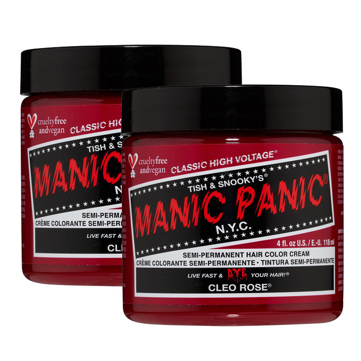 MANIC PANIC Classic Cleo Rose Semi Permanent Hair Color Warm Magenta Pink Hair Dye for Women Men That Lasts 46 Weeks Veg