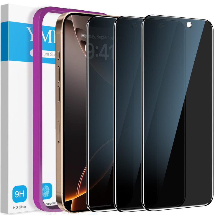 YMHML 3 Pack Compatible for iPhone 16 Pro Max Privacy Screen Protector Tempered Glass, Anti Spy Privacy Screen iPhone 16 Pro Max 6.9 Inch Accessories