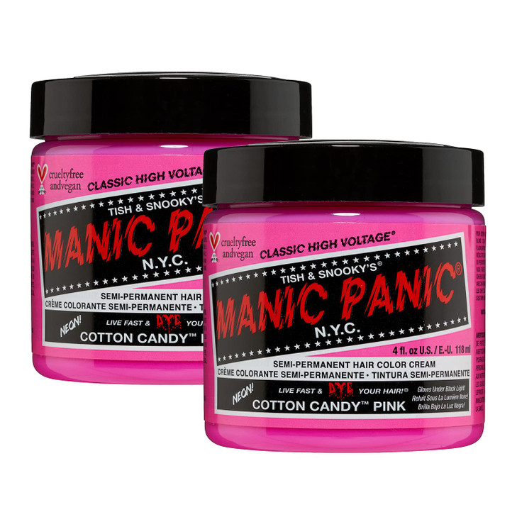 MANIC PANIC Classic Cotton Candy Pink Semi Permanent Hair Color Bright Pink Hair Dye for Women Men That Lasts 46 Weeks V