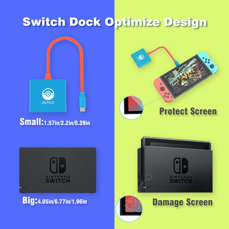 PURBHE Switch Dock for Nintendo Switch,Portable Switch Docking Station Compatible with Nintendo Switch and Switch OLED,Switch HDMI Adapter 4K/60Hz Sw