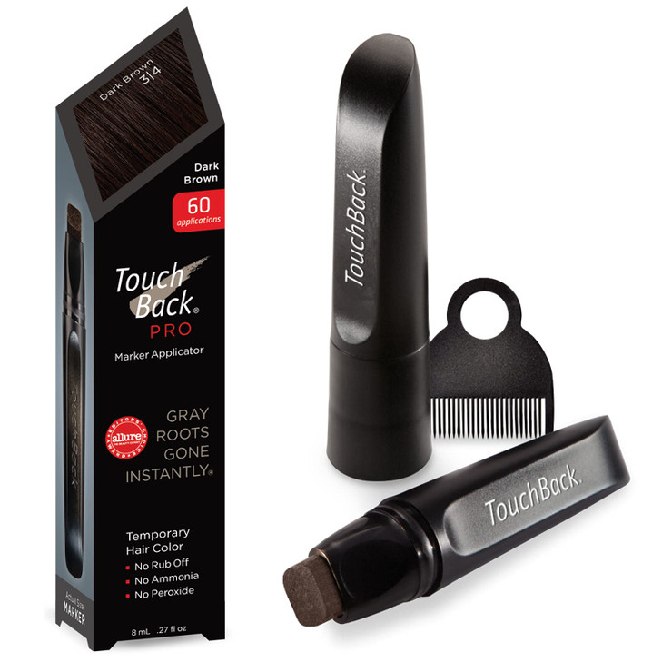 TouchBack Pro Gray Root Touch Up Marker Applicator Real Hair Color Dark Brown