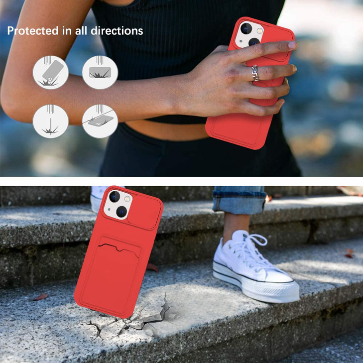 Hlgcokro for iPhone 16 Plus Case with Card Holder, Wallet Case for iPhone 16 Plus with Slide Camera Cover for Women Men, Slim Thin Shockproof Bumper