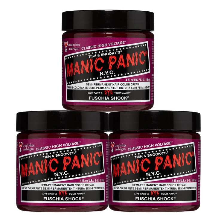 MANIC PANIC Classic Fuschia Shock Semi Permanent Hair Color Dark Pink Hair Dye for Women Men That Lasts 46 Weeks Vegan A