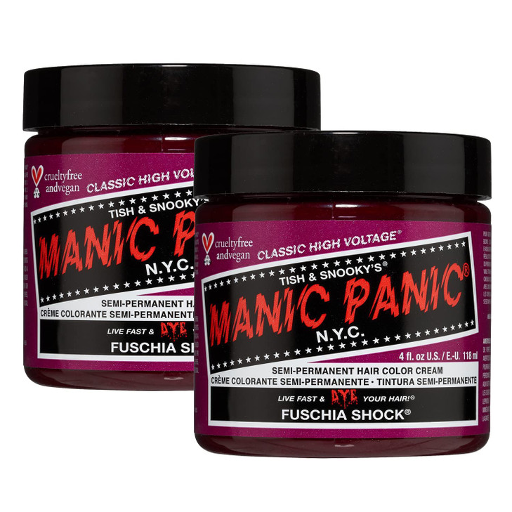 MANIC PANIC Classic Fuschia Shock Semi Permanent Hair Color Dark Pink Hair Dye for Women Men That Lasts 46 Weeks Vegan A