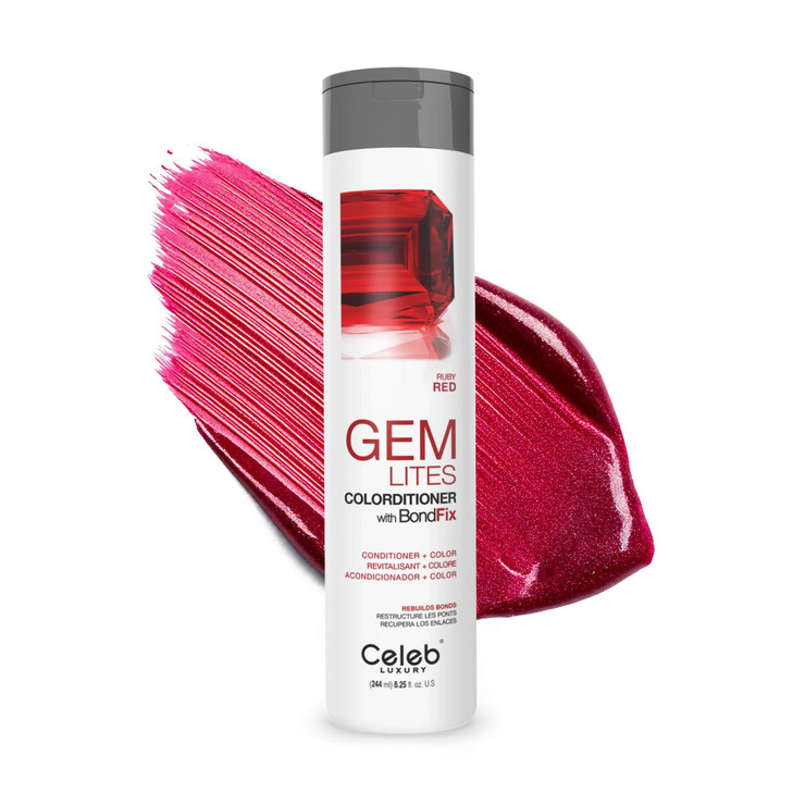 Celeb Luxury Gem Lites Ruby Red Colorditioner Color Depositing Conditioner with Bondfix Bond Rebuilder Semi Permanent Ha