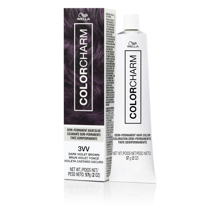 COLORCHARM Demi Permanent Hair Color 3VV Dark Violet Brown Gloss Refresh Tone 2 Fl Oz