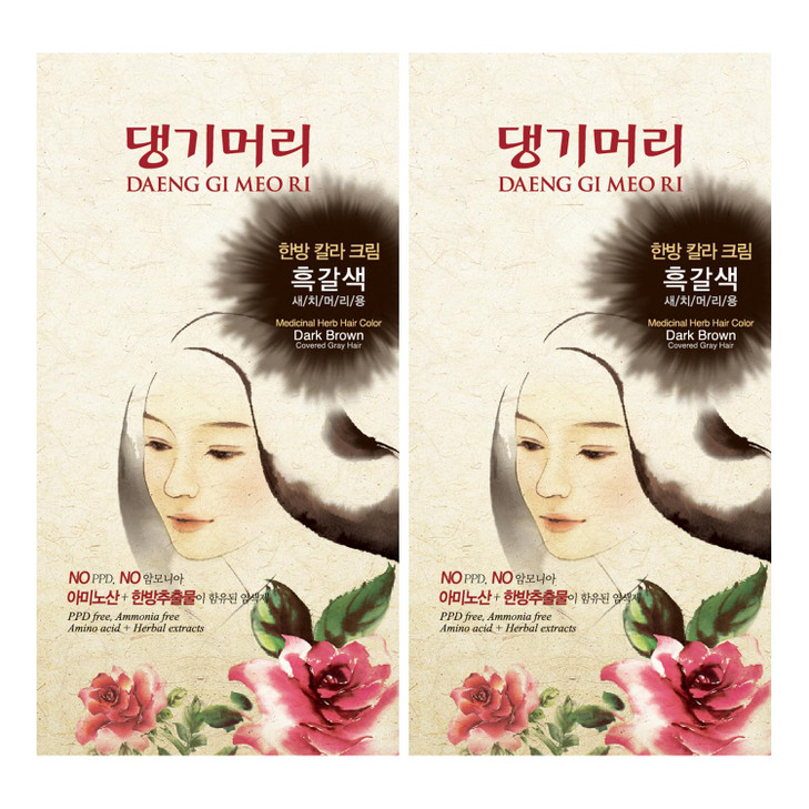 Daeng Gi Meo Ri Korean Herbal Hair Dye Color Cream Dark Brown 2PACK PPDFree Gray Coverage Hair Protection HighKeratin Fo