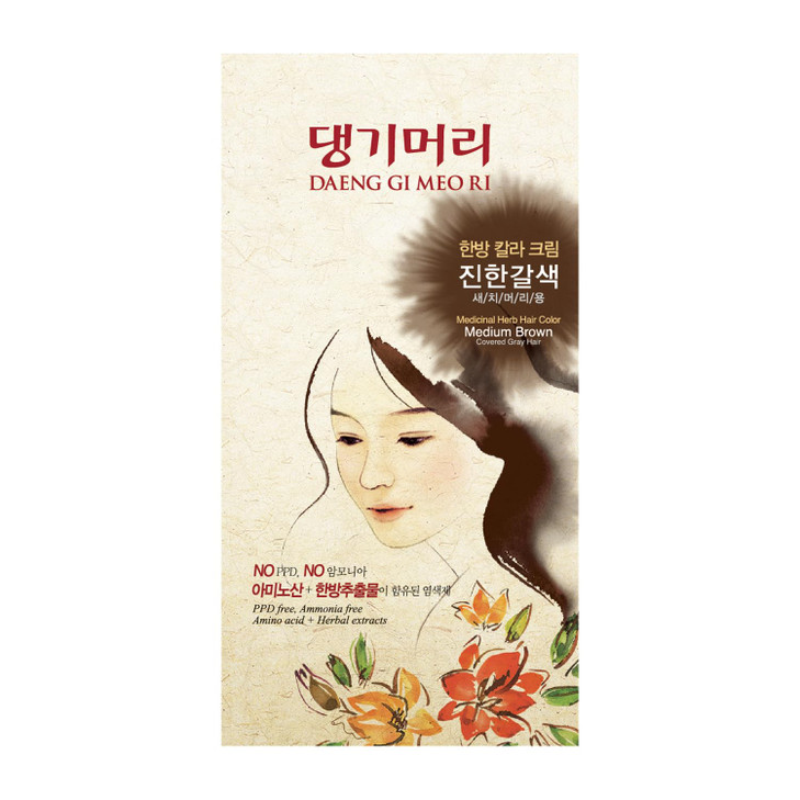 Daeng Gi Meo Ri Korean Herbal Hair Dye Color Cream Medium Brown PPDFree Gray Coverage Hair Protection HighKeratin Formul