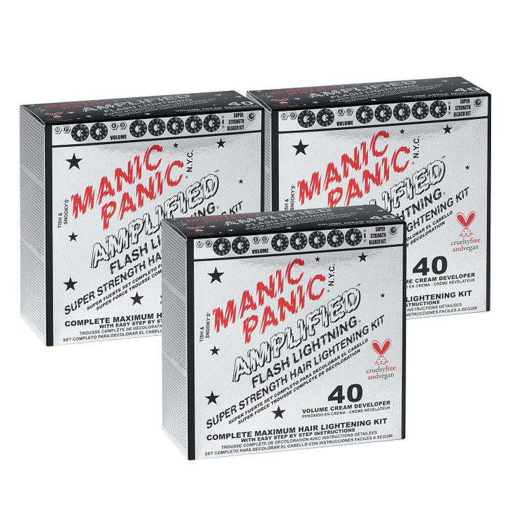 MANIC PANIC Flash Lightning Hair Bleach Kit 40 Volume Developer Bleach Powder Lifts Hair Color Up to 7 Levels Lightener
