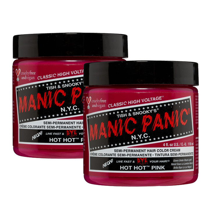 MANIC PANIC Classic Hot Hot Pink Semi Permanent Hair Color Neon Pink Hair Dye for Women Men That Lasts 46 Weeks Vegan Am