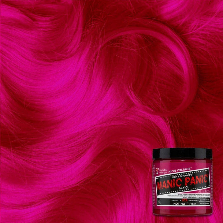 MANIC PANIC Classic Hot Hot Pink Semi Permanent Hair Color Neon Pink Hair Dye for Women Men That Lasts 46 Weeks Vegan Am