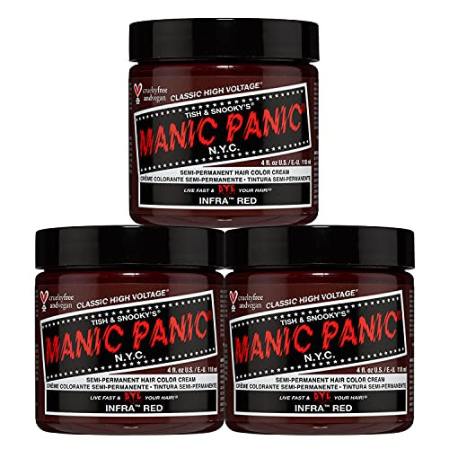 MANIC PANIC Classic Infra Red Semi Permanent Hair Color Deep Mahogany Red Hair Dye for Women Men That Lasts 46 Weeks Veg