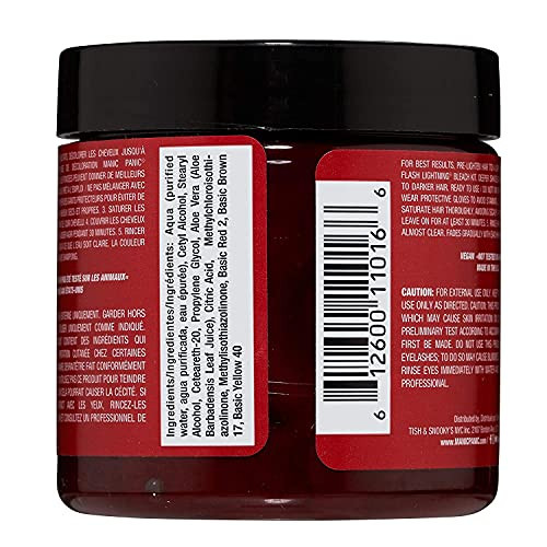 MANIC PANIC Classic Infra Red Semi Permanent Hair Color Deep Mahogany Red Hair Dye for Women Men That Lasts 46 Weeks Veg