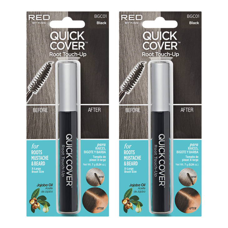 RED by KISS Quick Cover Root Touch Up Rescue Black 2 Pack Mascara Natural WaterResistant Temporary Gray Concealer Cover