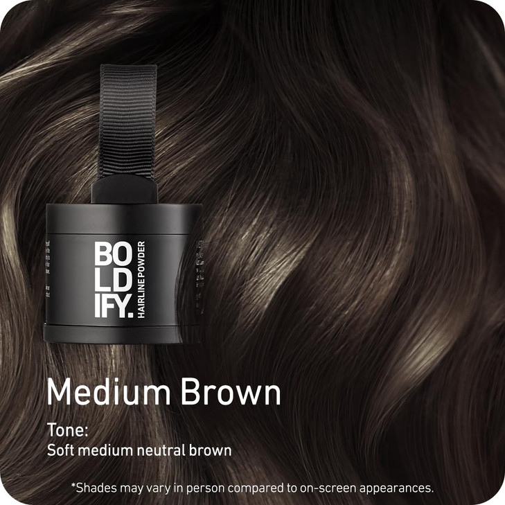 BOLDIFY Hairline Powder Root Touch Up Hair Color for Gray Coverage Bald Spot Concealing Hair Powder for Women Men 24Hour