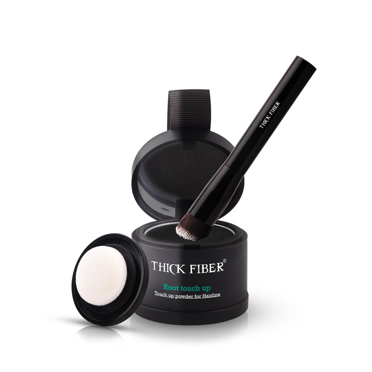 THICK FIBER Root Touch Up Powder Water Sweat Resistant Hair Loss Concealer Set for Thinning Hair Women Includes Brush Bl
